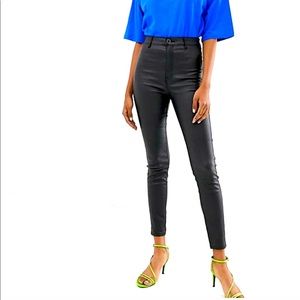 Leatherette Black Coated High Waisted Skinny Jeans